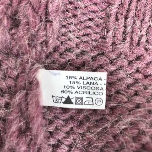 LINK DONNA Alpaca Wool Blend Made Italy Maroon Knit Cardigan M Check Measurement - Picture 11 of 16